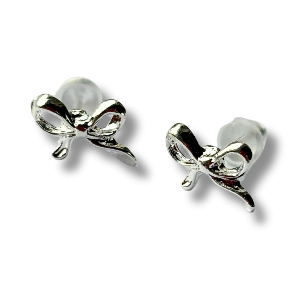 Bow Silver Stud Earrings
