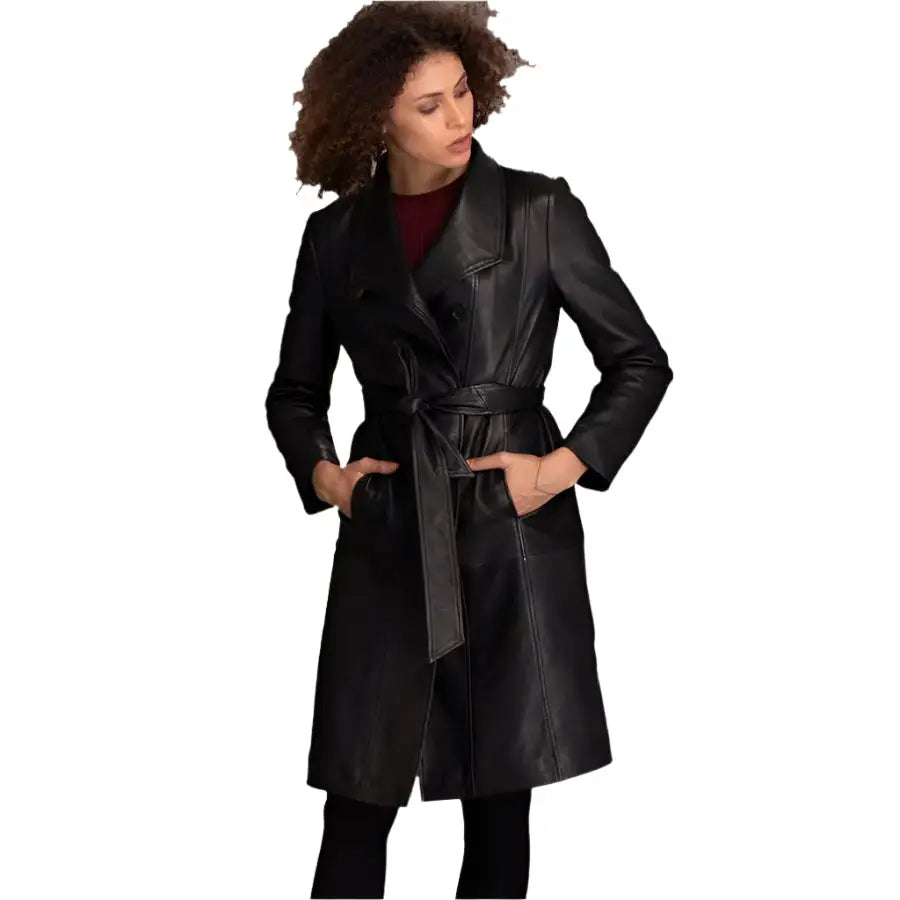 Women's Black Lambskin Leather Coat
